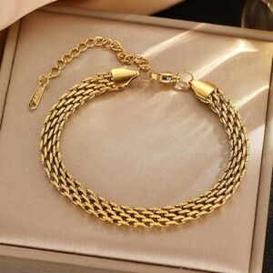 Gold Plated Stainless Steel Mesh Chain Bracelet